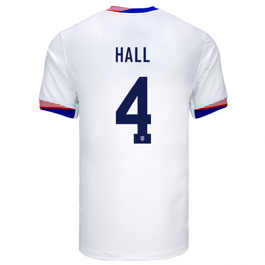 Niño Fútbol Camiseta Estados Unidos Tyler Hall #4 Blanco 1ª Equipación 24-26 México