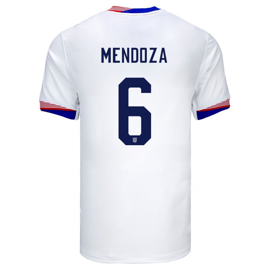 Niño Fútbol Camiseta Estados Unidos Edwyn Mendoza #6 Blanco 1ª Equipación 24-26 México