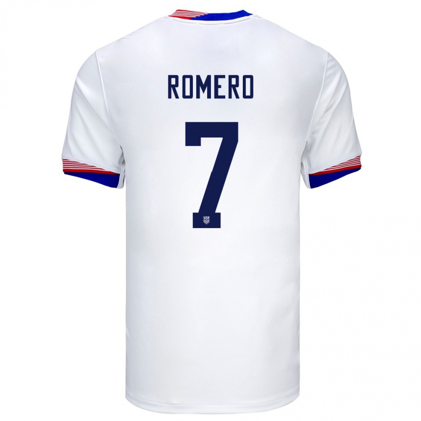 Niño Fútbol Camiseta Estados Unidos Brian Romero #7 Blanco 1ª Equipación 24-26 México