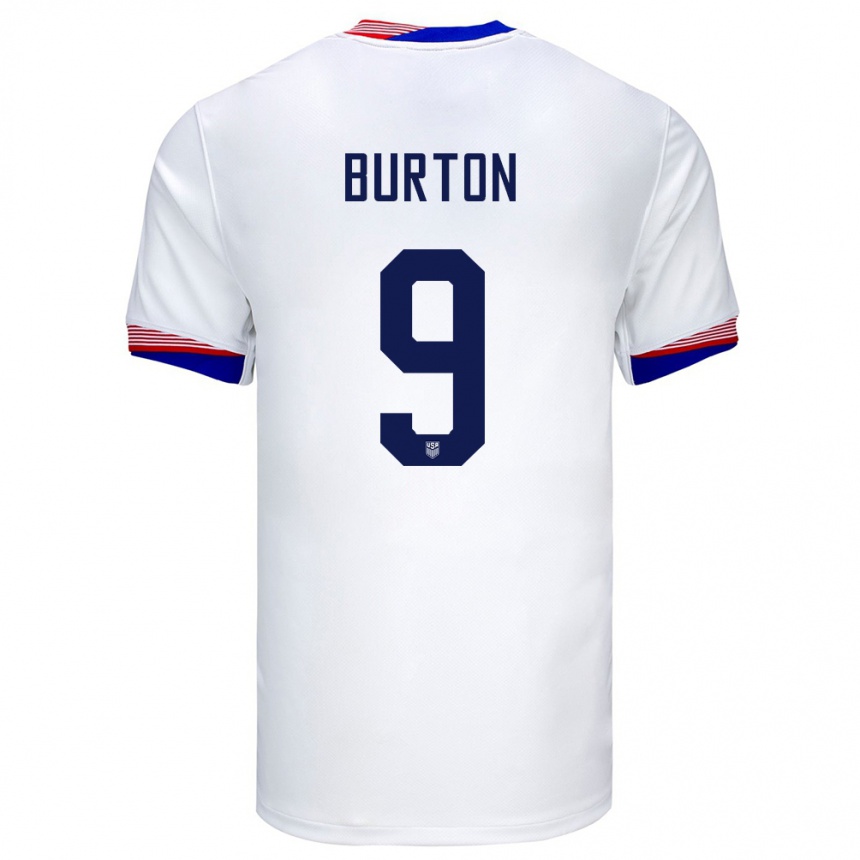 Niño Fútbol Camiseta Estados Unidos Micah Burton #9 Blanco 1ª Equipación 24-26 México