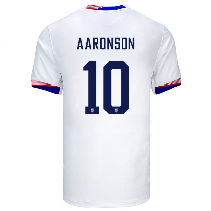 Niño Fútbol Camiseta Estados Unidos Paxten Aaronson #10 Blanco 1ª Equipación 24-26 México