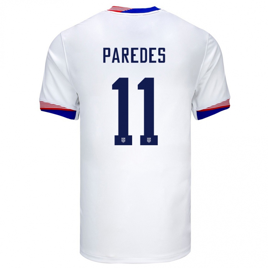 Niño Fútbol Camiseta Estados Unidos Kevin Paredes #11 Blanco 1ª Equipación 24-26 México