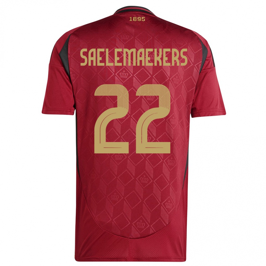 Niño Fútbol Camiseta Bélgica Alexis Saelemaekers #22 Borgoña 1ª Equipación 24-26 México