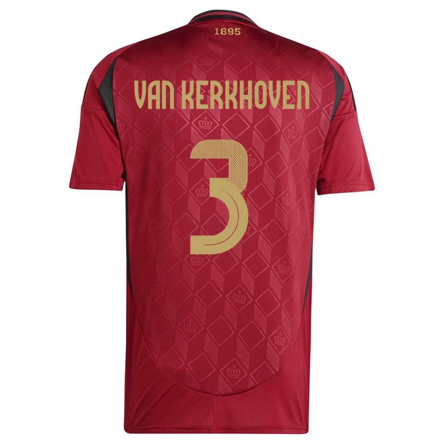 Niño Fútbol Camiseta Bélgica Ella Van Kerkhoven #3 Borgoña 1ª Equipación 24-26 México