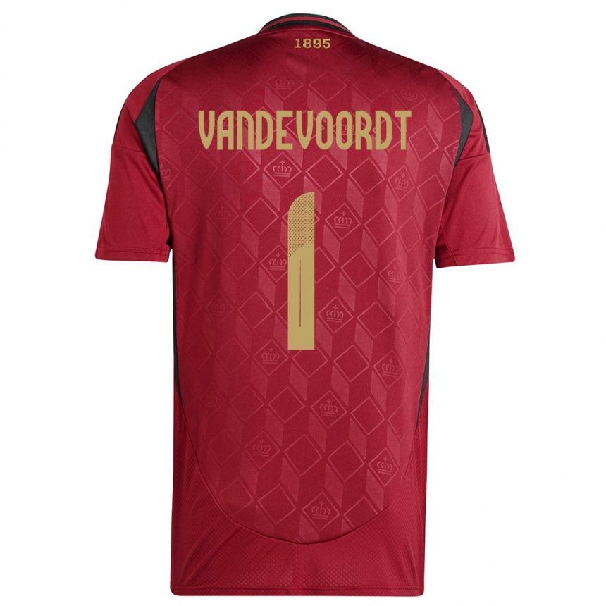 Niño Fútbol Camiseta Bélgica Maarten Vandevoordt #1 Borgoña 1ª Equipación 24-26 México
