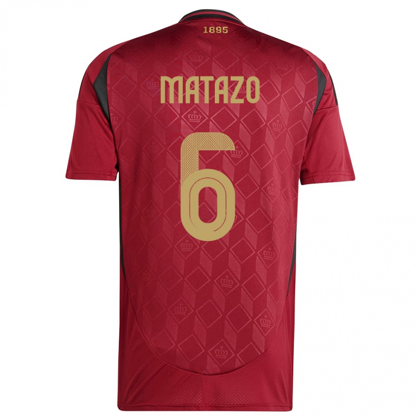 Niño Fútbol Camiseta Bélgica Eliot Matazo #6 Borgoña 1ª Equipación 24-26 México