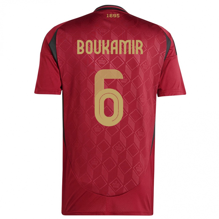 Niño Fútbol Camiseta Bélgica Mehdi Boukamir #6 Borgoña 1ª Equipación 24-26 México