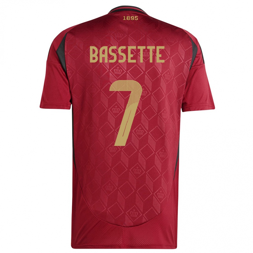Niño Fútbol Camiseta Bélgica Norman Bassette #7 Borgoña 1ª Equipación 24-26 México