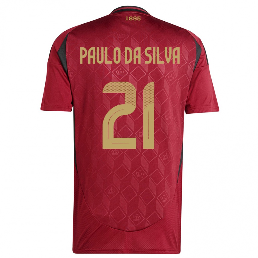 Niño Fútbol Camiseta Bélgica Thiago Paulo Da Silva #21 Borgoña 1ª Equipación 24-26 México