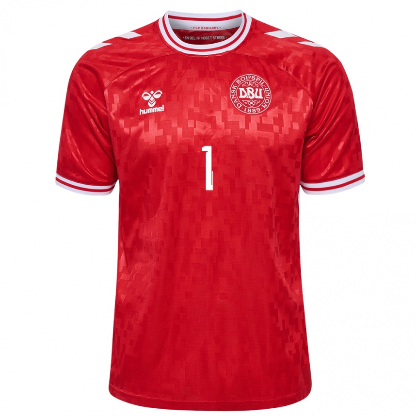 Niño Fútbol Camiseta Dinamarca William Lykke #1 Rojo 1ª Equipación 24-26 México