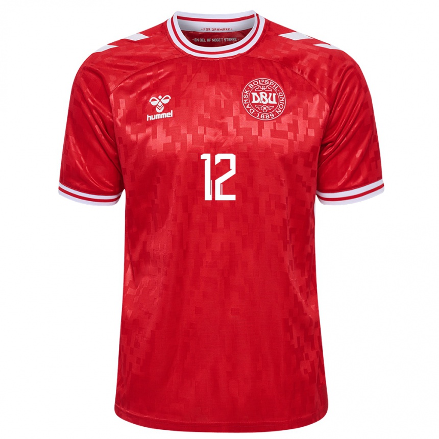 Niño Fútbol Camiseta Dinamarca Robert Skov #12 Rojo 1ª Equipación 24-26 México