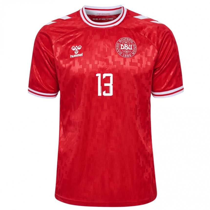 Niño Fútbol Camiseta Dinamarca Emil Rohd #13 Rojo 1ª Equipación 24-26 México