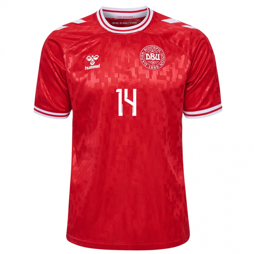 Niño Fútbol Camiseta Dinamarca Sebastian Jorgensen #14 Rojo 1ª Equipación 24-26 México