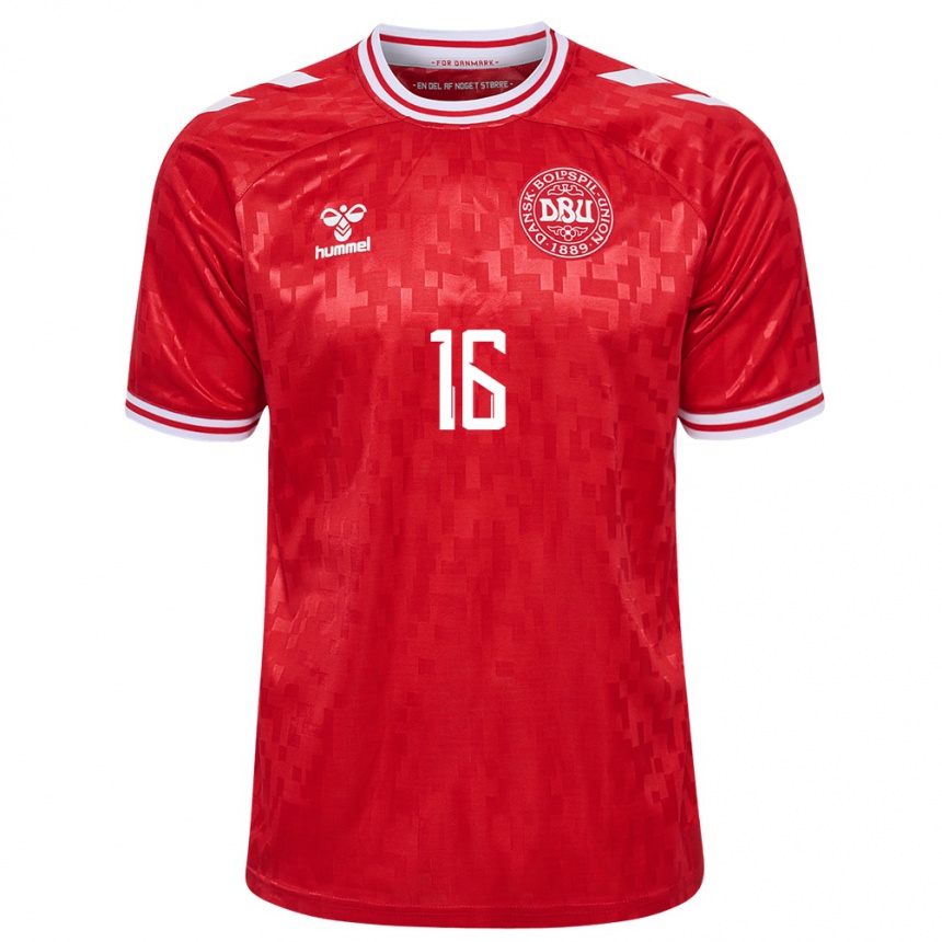 Niño Fútbol Camiseta Dinamarca Alberte Vingum #16 Rojo 1ª Equipación 24-26 México