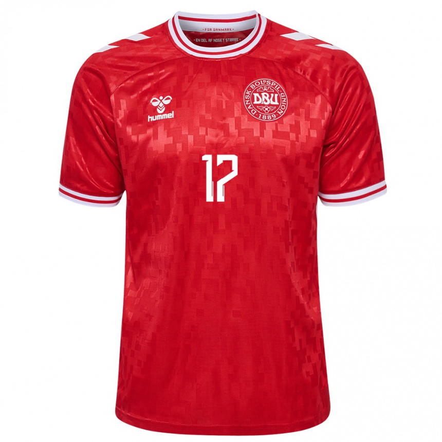 Niño Fútbol Camiseta Dinamarca Nicolas Madsen #17 Rojo 1ª Equipación 24-26 México