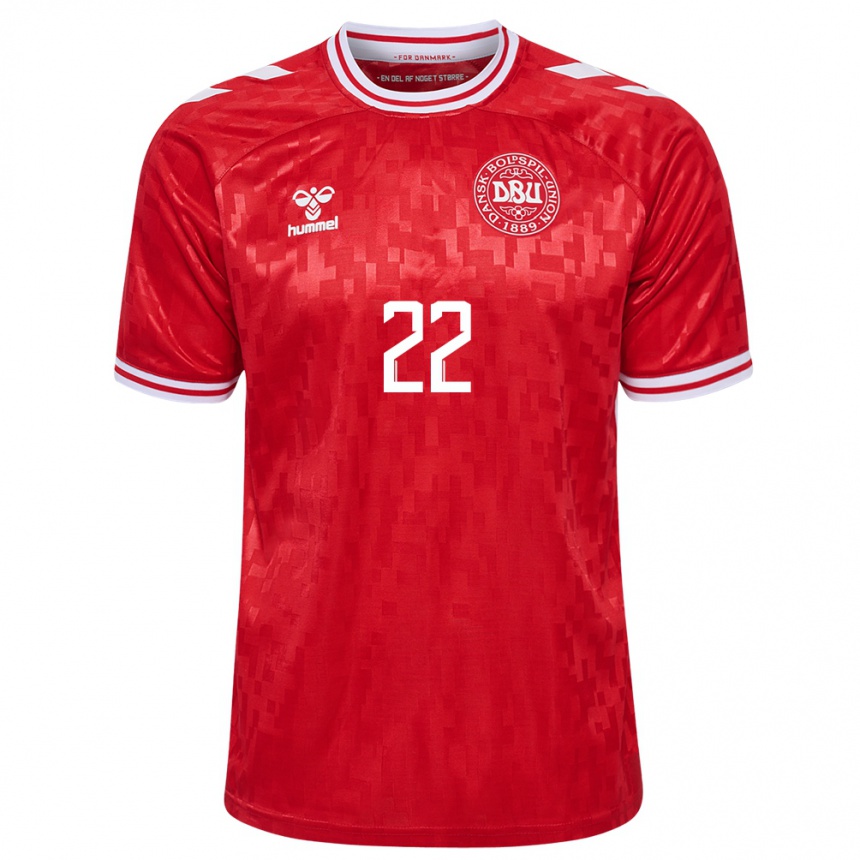 Niño Fútbol Camiseta Dinamarca Maja Bay Ostergaard #22 Rojo 1ª Equipación 24-26 México