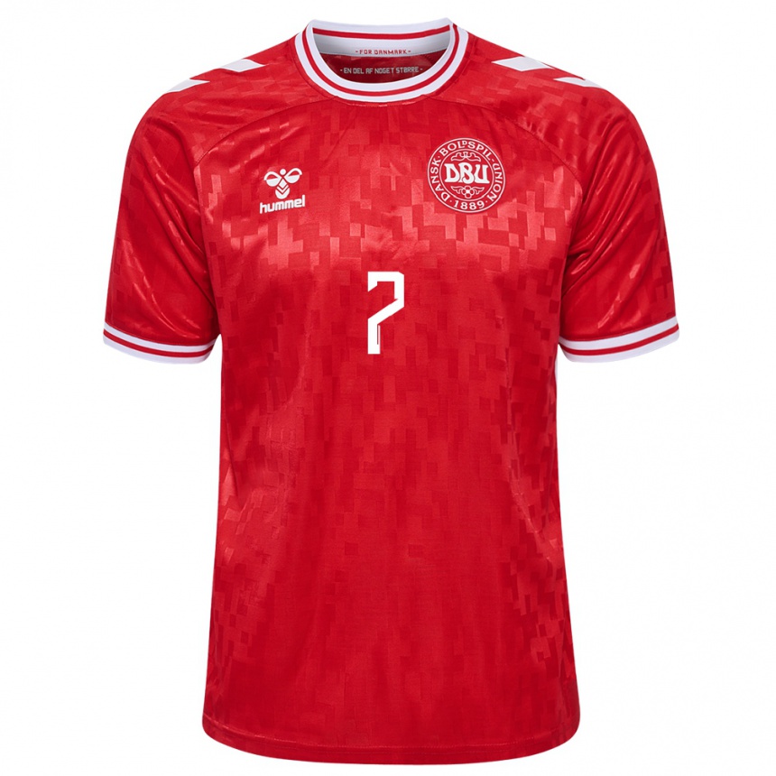 Niño Fútbol Camiseta Dinamarca Mathias Jensen #7 Rojo 1ª Equipación 24-26 México