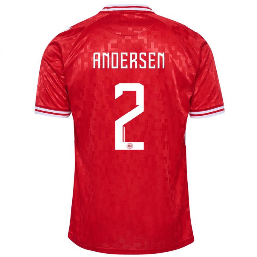 Niño Fútbol Camiseta Dinamarca Joachim Andersen #2 Rojo 1ª Equipación 24-26 México