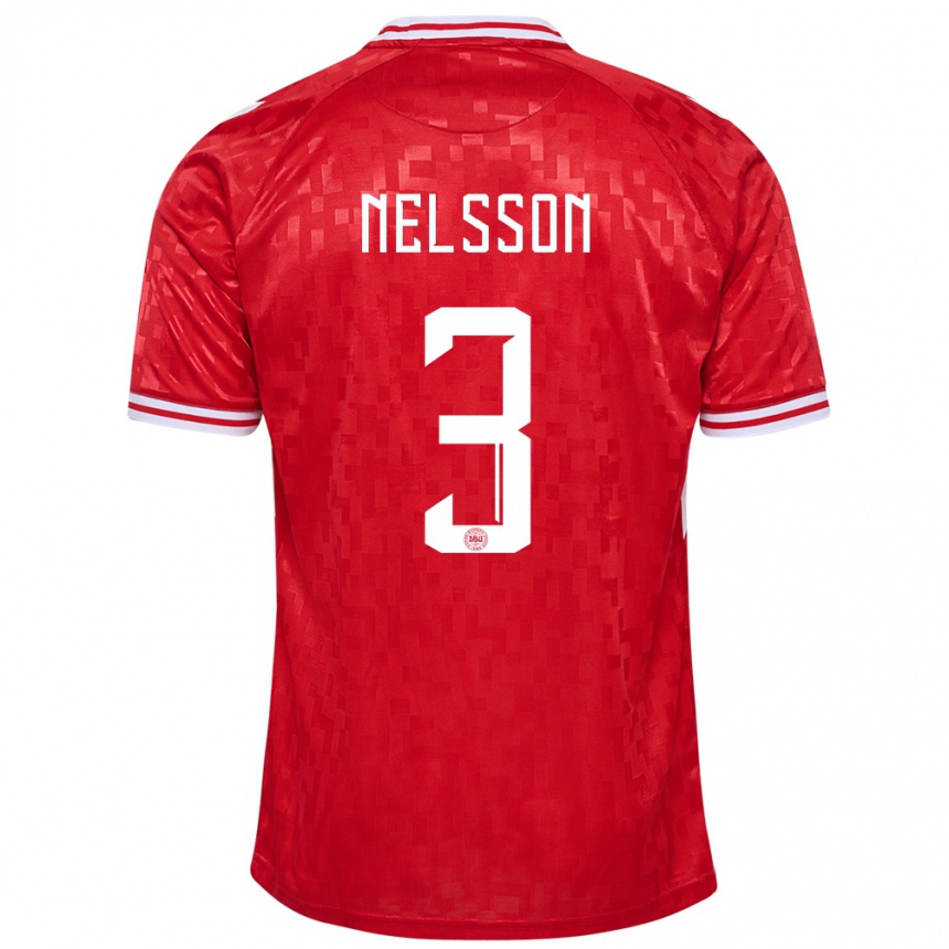 Niño Fútbol Camiseta Dinamarca Victor Nelsson #3 Rojo 1ª Equipación 24-26 México