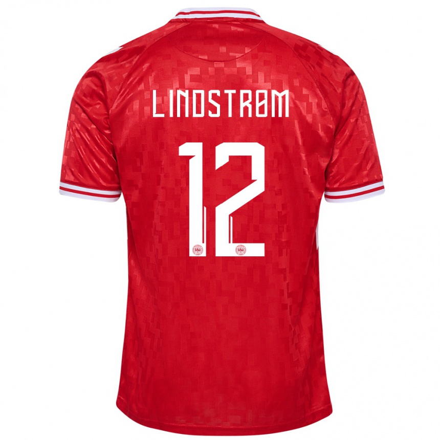 Niño Fútbol Camiseta Dinamarca Jesper Lindstrom #12 Rojo 1ª Equipación 24-26 México