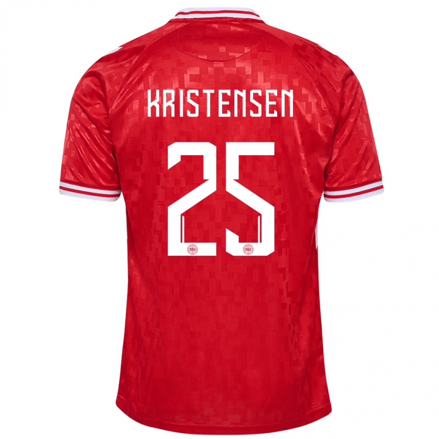 Niño Fútbol Camiseta Dinamarca Rasmus Kristensen #25 Rojo 1ª Equipación 24-26 México