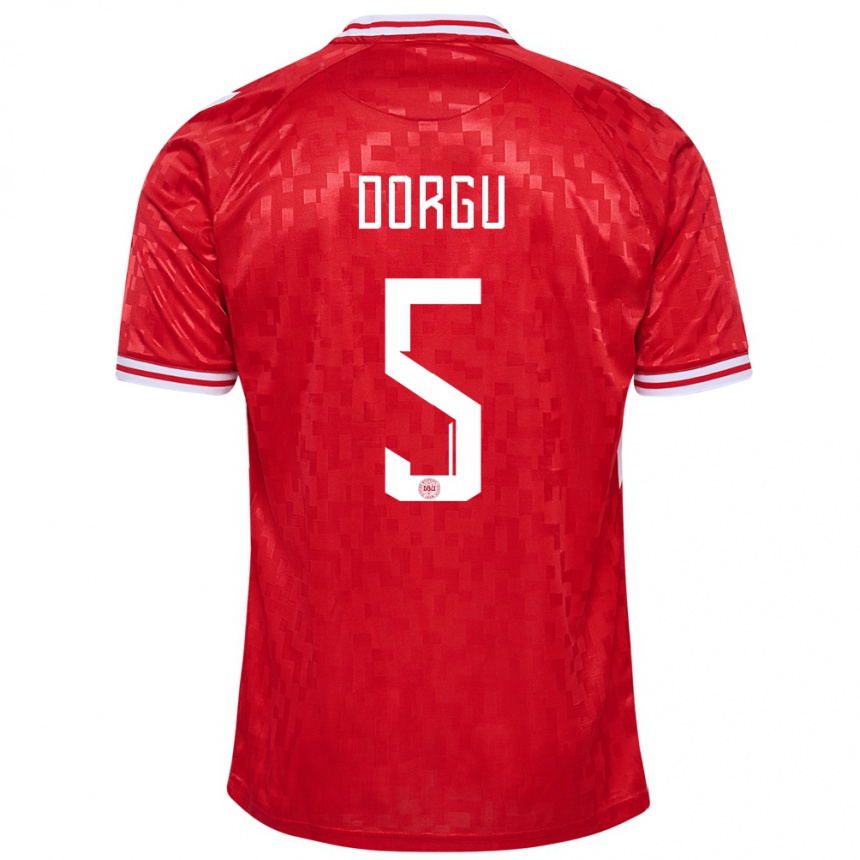 Niño Fútbol Camiseta Dinamarca Patrick Dorgu #5 Rojo 1ª Equipación 24-26 México