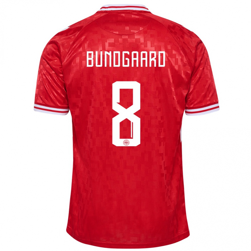 Niño Fútbol Camiseta Dinamarca Filip Bundgaard #8 Rojo 1ª Equipación 24-26 México