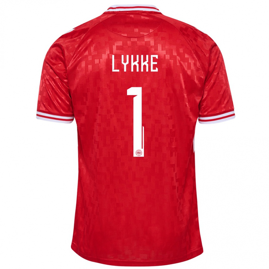 Niño Fútbol Camiseta Dinamarca William Lykke #1 Rojo 1ª Equipación 24-26 México