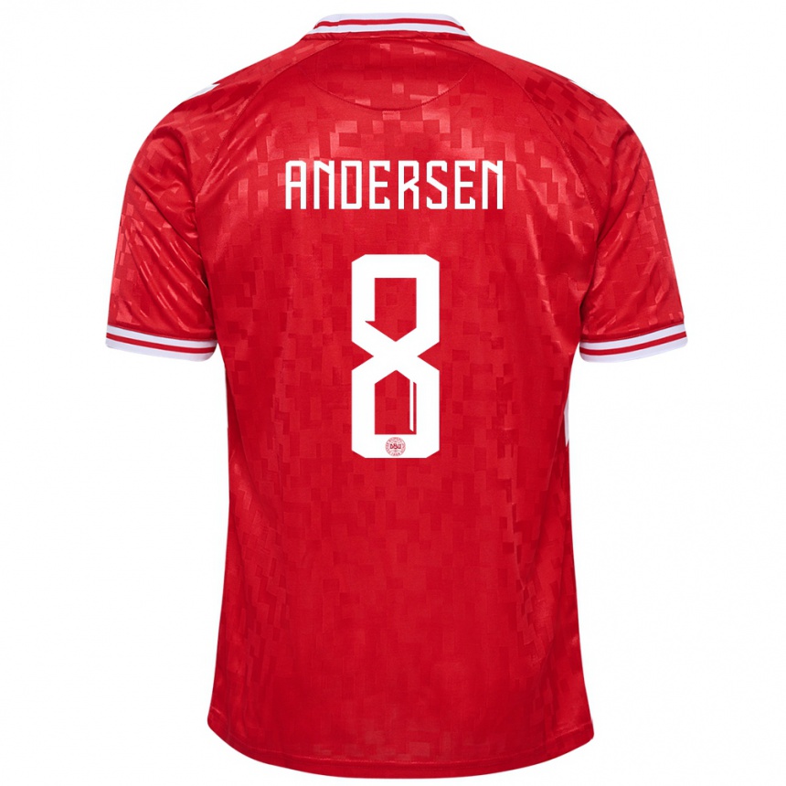 Niño Fútbol Camiseta Dinamarca Silas Andersen #8 Rojo 1ª Equipación 24-26 México