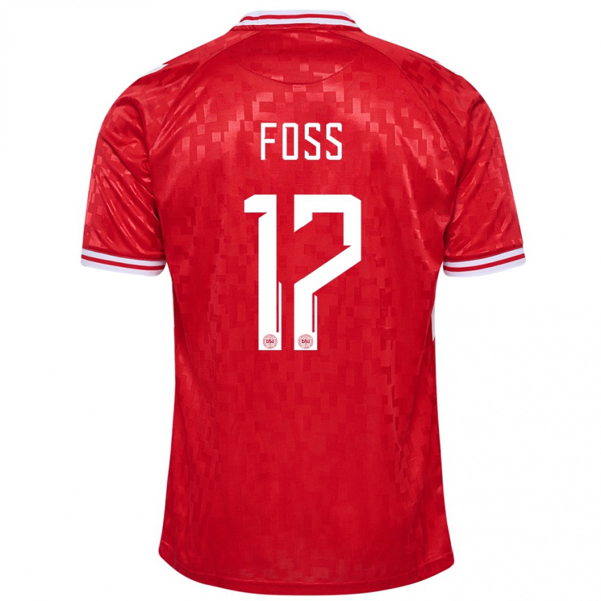 Niño Fútbol Camiseta Dinamarca Jonathan Foss #17 Rojo 1ª Equipación 24-26 México