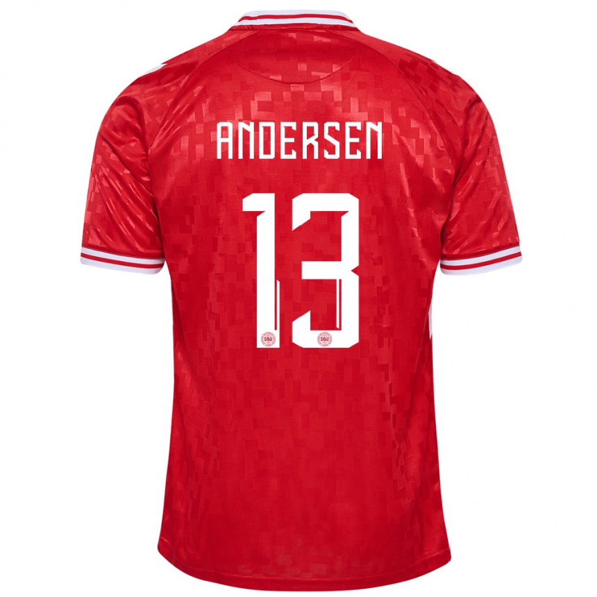 Niño Fútbol Camiseta Dinamarca Frej Andersen #13 Rojo 1ª Equipación 24-26 México