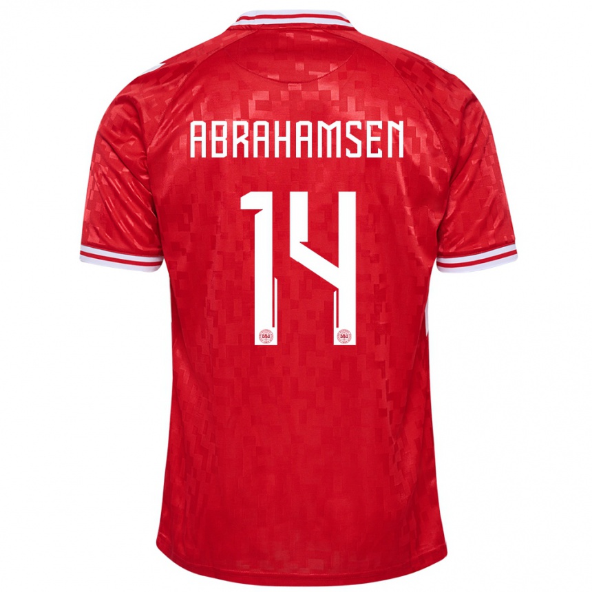 Niño Fútbol Camiseta Dinamarca Mads Abrahamsen #14 Rojo 1ª Equipación 24-26 México