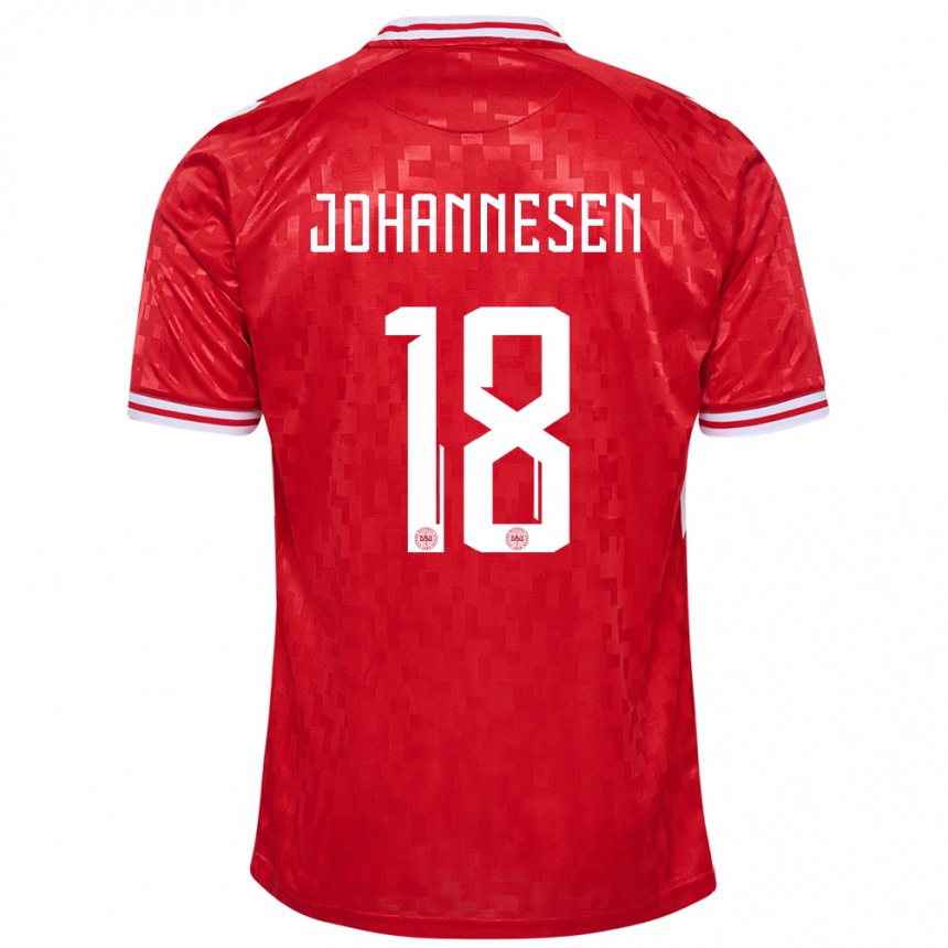 Niño Fútbol Camiseta Dinamarca Sofus Johannesen #18 Rojo 1ª Equipación 24-26 México