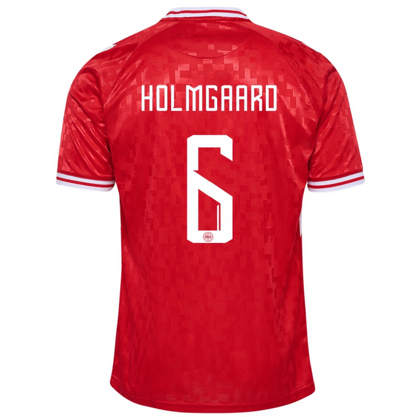 Niño Fútbol Camiseta Dinamarca Karen Holmgaard #6 Rojo 1ª Equipación 24-26 México