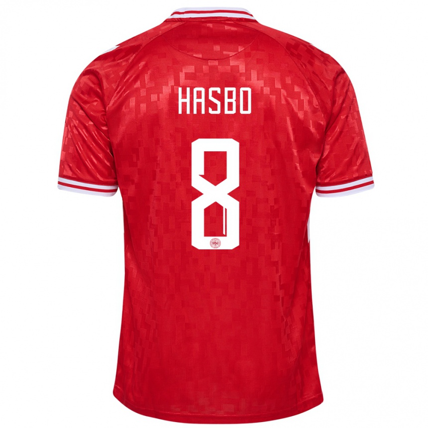 Niño Fútbol Camiseta Dinamarca Josefine Hasbo #8 Rojo 1ª Equipación 24-26 México