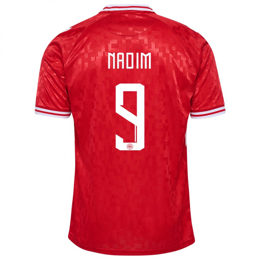 Niño Fútbol Camiseta Dinamarca Nadia Nadim #9 Rojo 1ª Equipación 24-26 México