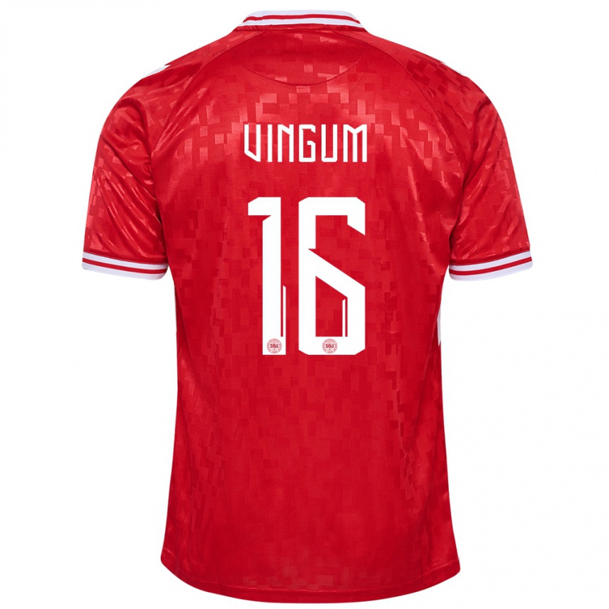 Niño Fútbol Camiseta Dinamarca Alberte Vingum #16 Rojo 1ª Equipación 24-26 México