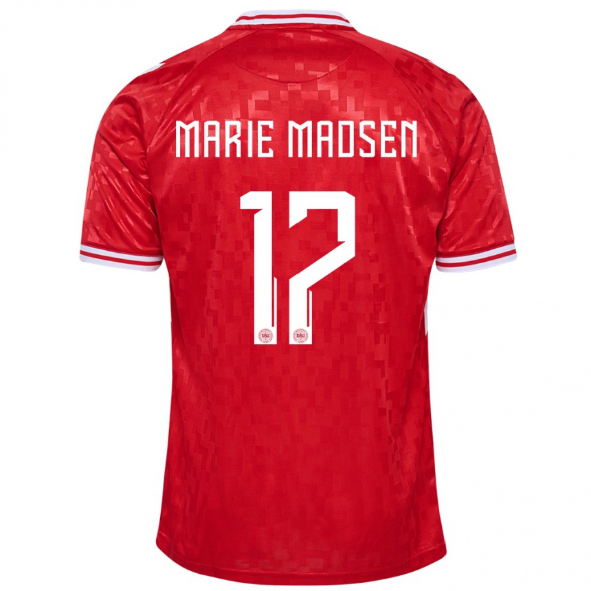 Niño Fútbol Camiseta Dinamarca Rikke Marie Madsen #17 Rojo 1ª Equipación 24-26 México