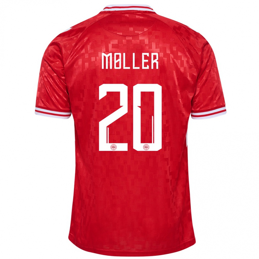 Niño Fútbol Camiseta Dinamarca Caroline Moller #20 Rojo 1ª Equipación 24-26 México