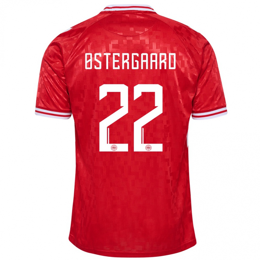 Niño Fútbol Camiseta Dinamarca Maja Bay Ostergaard #22 Rojo 1ª Equipación 24-26 México