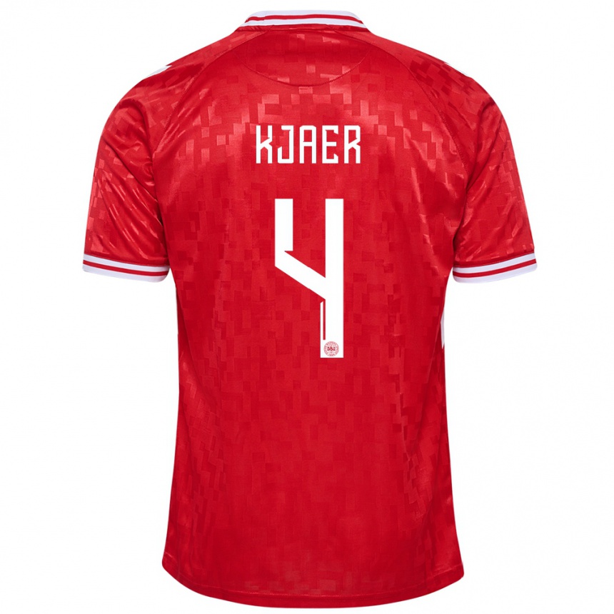 Niño Fútbol Camiseta Dinamarca Simon Kjaer #4 Rojo 1ª Equipación 24-26 México