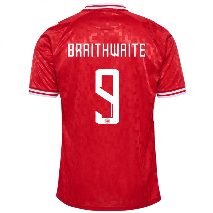 Niño Fútbol Camiseta Dinamarca Martin Braithwaite #9 Rojo 1ª Equipación 24-26 México