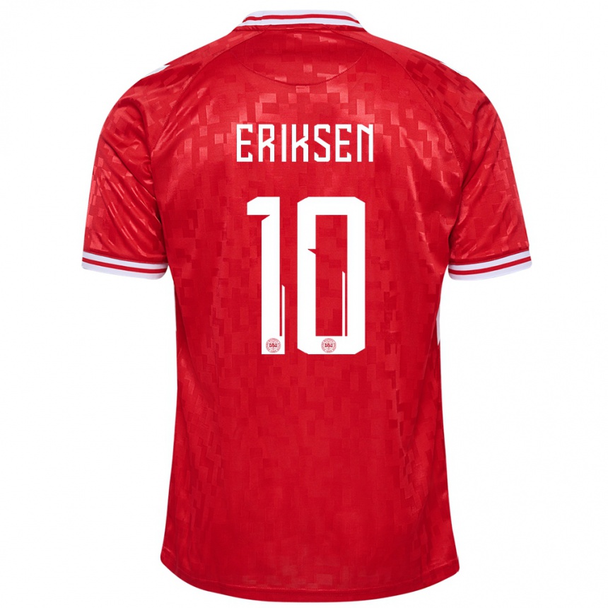 Niño Fútbol Camiseta Dinamarca Christian Eriksen #10 Rojo 1ª Equipación 24-26 México