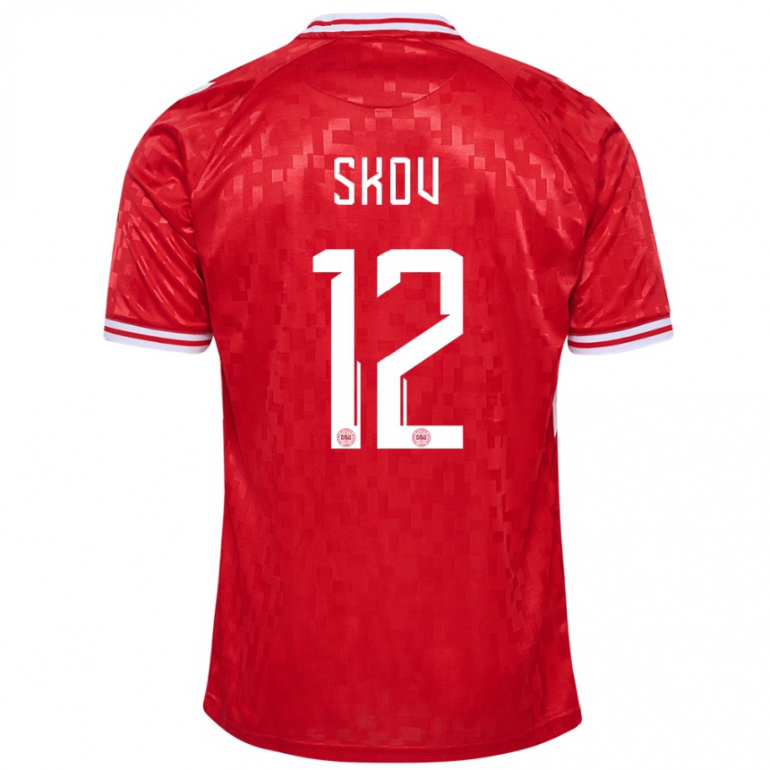 Niño Fútbol Camiseta Dinamarca Robert Skov #12 Rojo 1ª Equipación 24-26 México