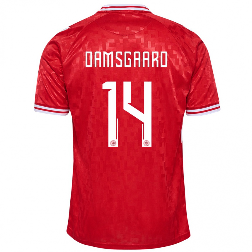 Niño Fútbol Camiseta Dinamarca Mikkel Damsgaard #14 Rojo 1ª Equipación 24-26 México