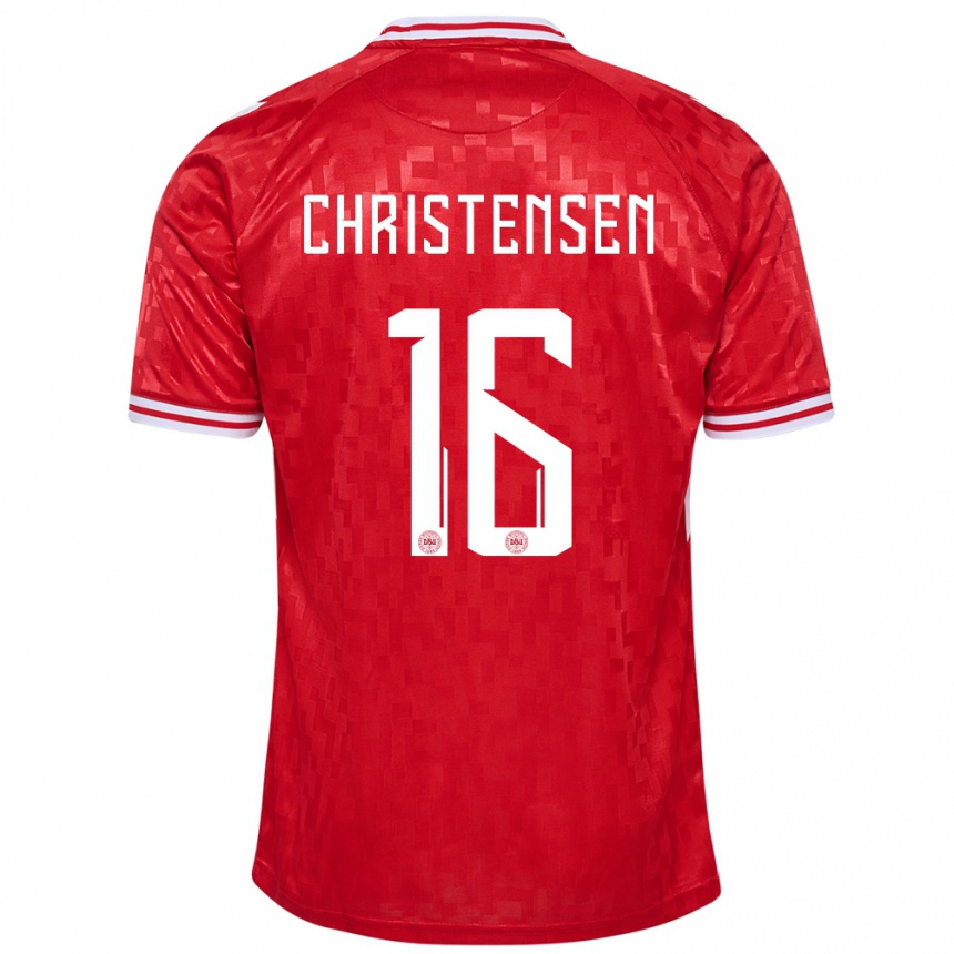 Niño Fútbol Camiseta Dinamarca Oliver Christensen #16 Rojo 1ª Equipación 24-26 México
