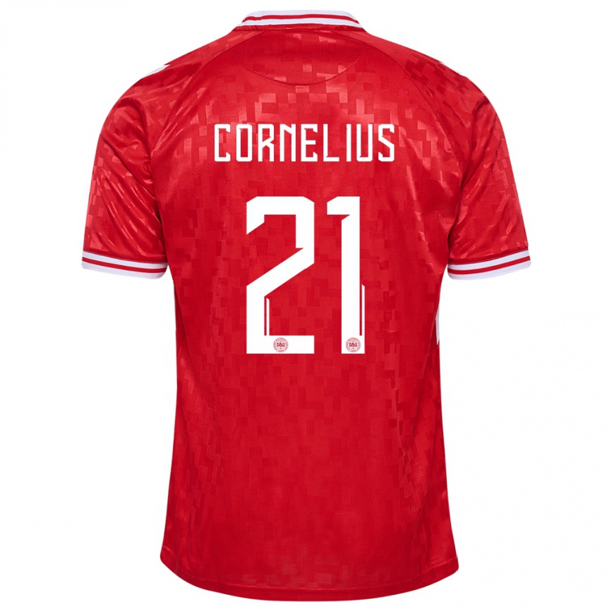 Niño Fútbol Camiseta Dinamarca Andreas Cornelius #21 Rojo 1ª Equipación 24-26 México