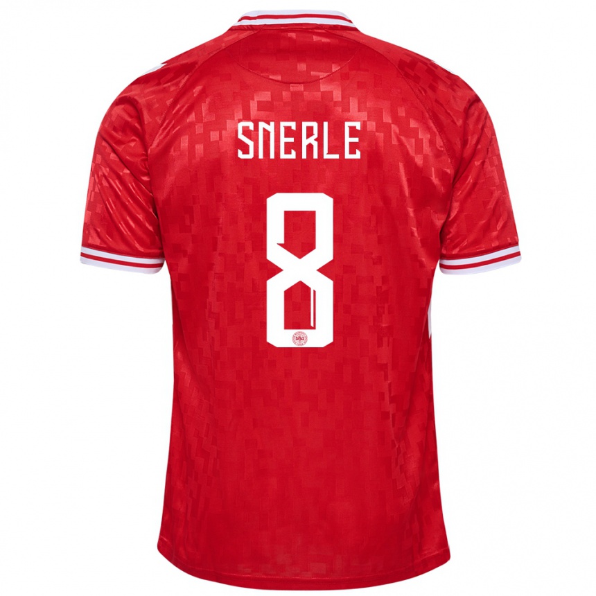 Niño Fútbol Camiseta Dinamarca Emma Snerle #8 Rojo 1ª Equipación 24-26 México