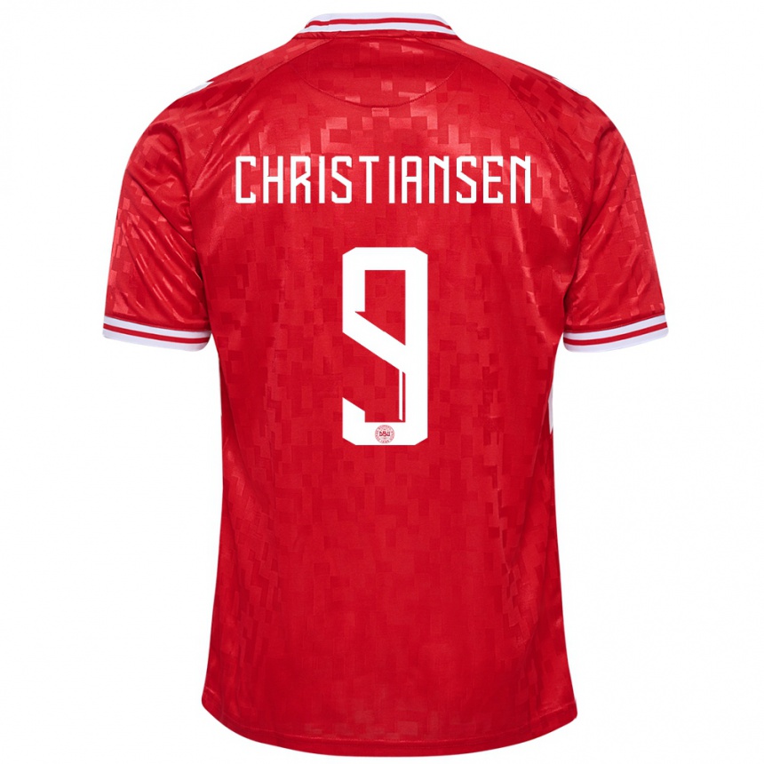 Niño Fútbol Camiseta Dinamarca Nanna Christiansen #9 Rojo 1ª Equipación 24-26 México