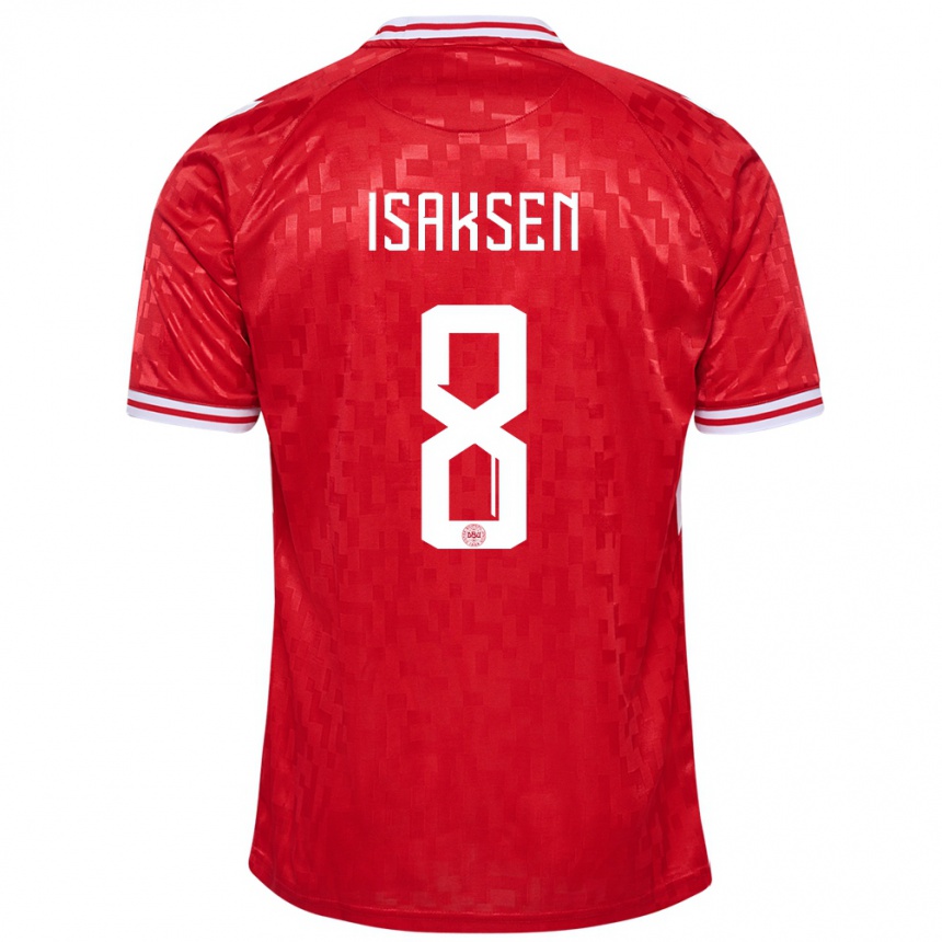 Niño Fútbol Camiseta Dinamarca Gustav Isaksen #8 Rojo 1ª Equipación 24-26 México